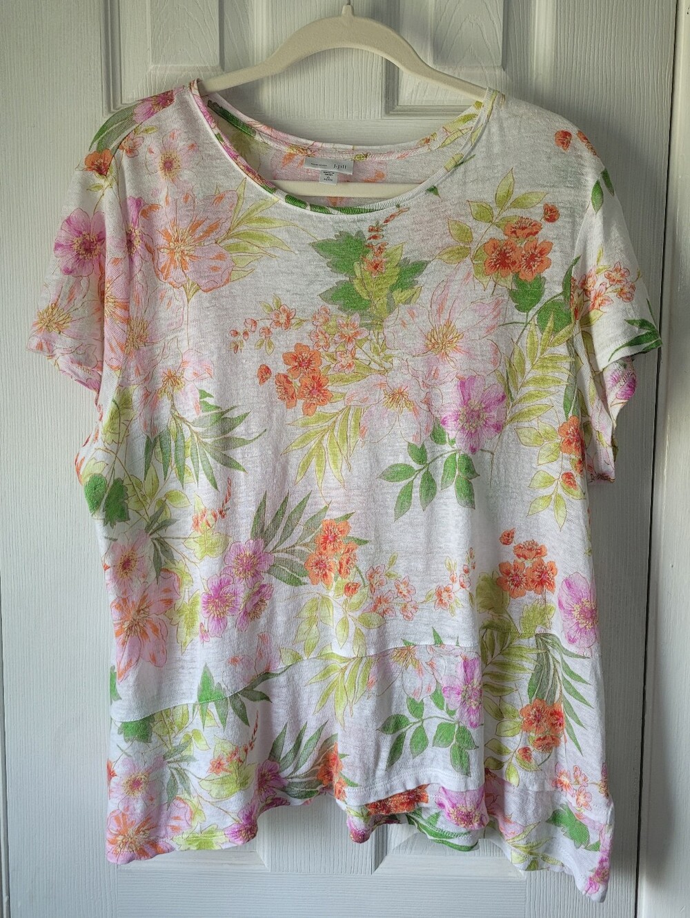 J. Jill Love Linen Floral 100% Linen Swing Tunic Top XL Petite